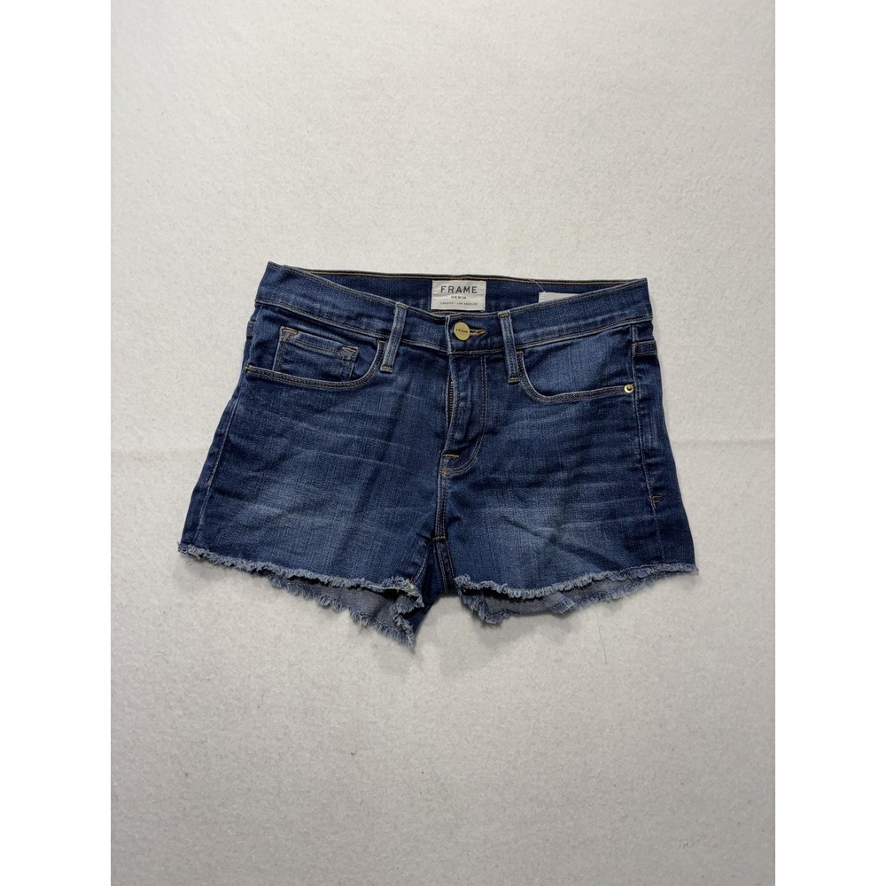FRAME Denim Shorts Womens 24 Blue Le Cutoff Raw Hem Stretch Casual Summer